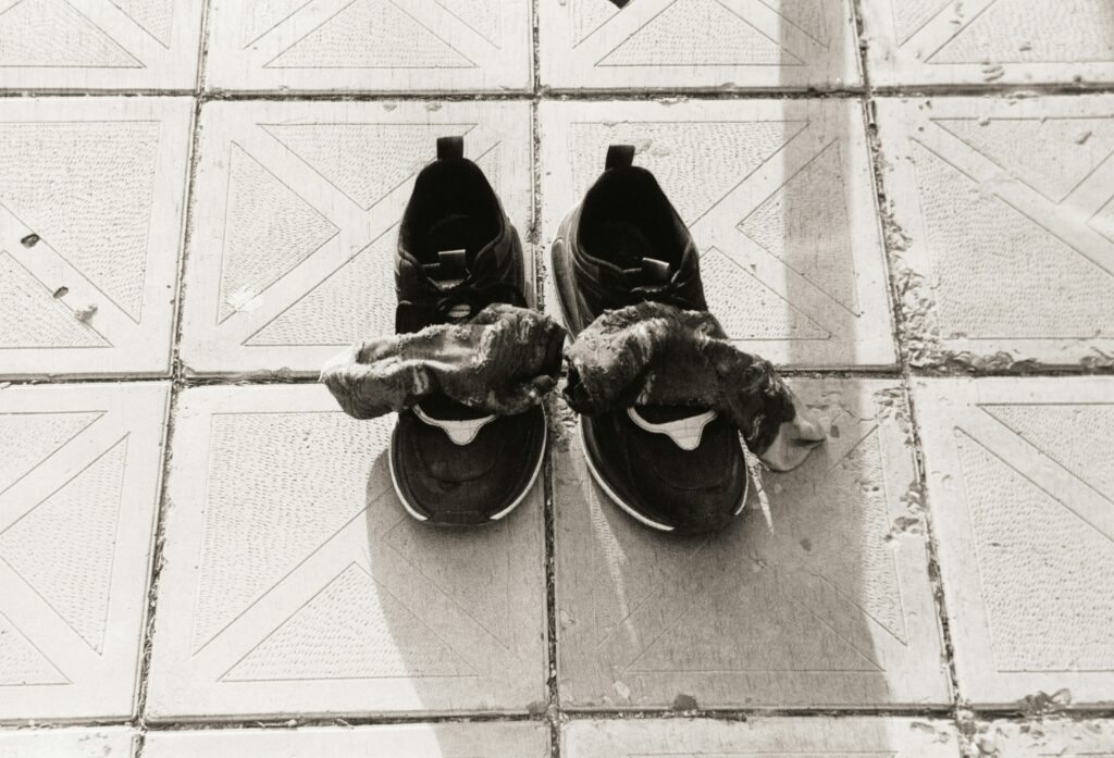 Running shoe wear patterns indicating common foot problems and injuries